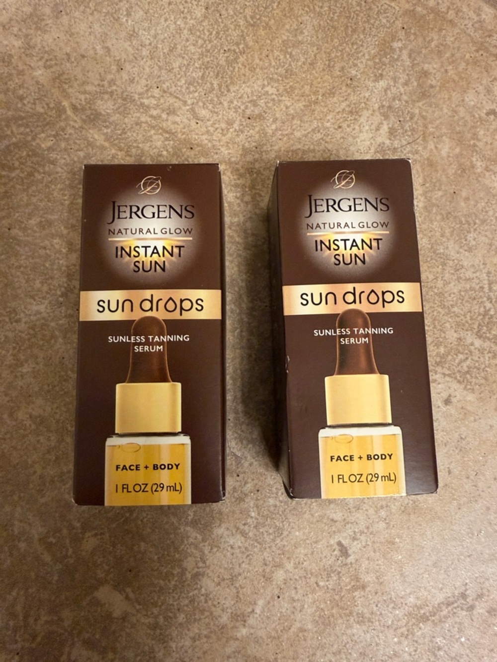 2 new Jergens instant sun drops sunless Tanning Serum
